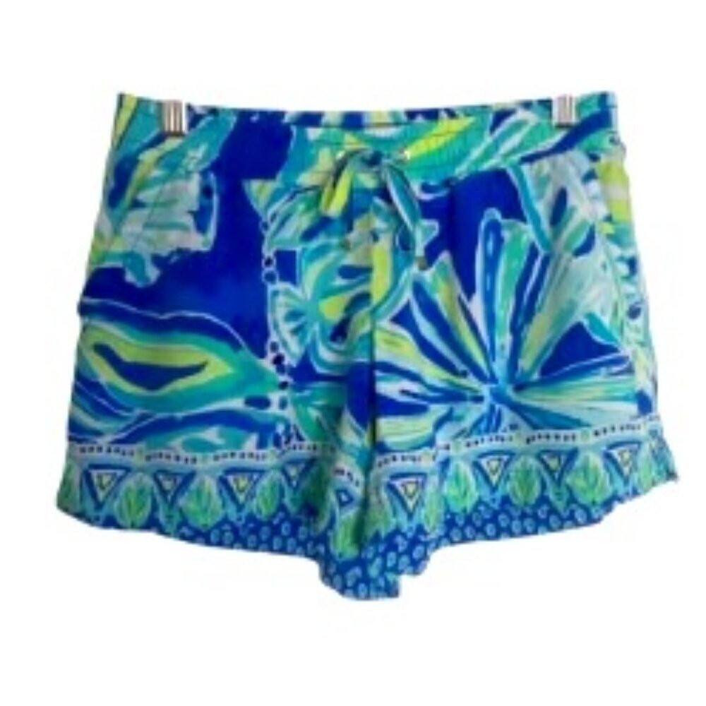 Lilly Pulitzer Katia Beckon Blue Palm Passage Shorts XSmall